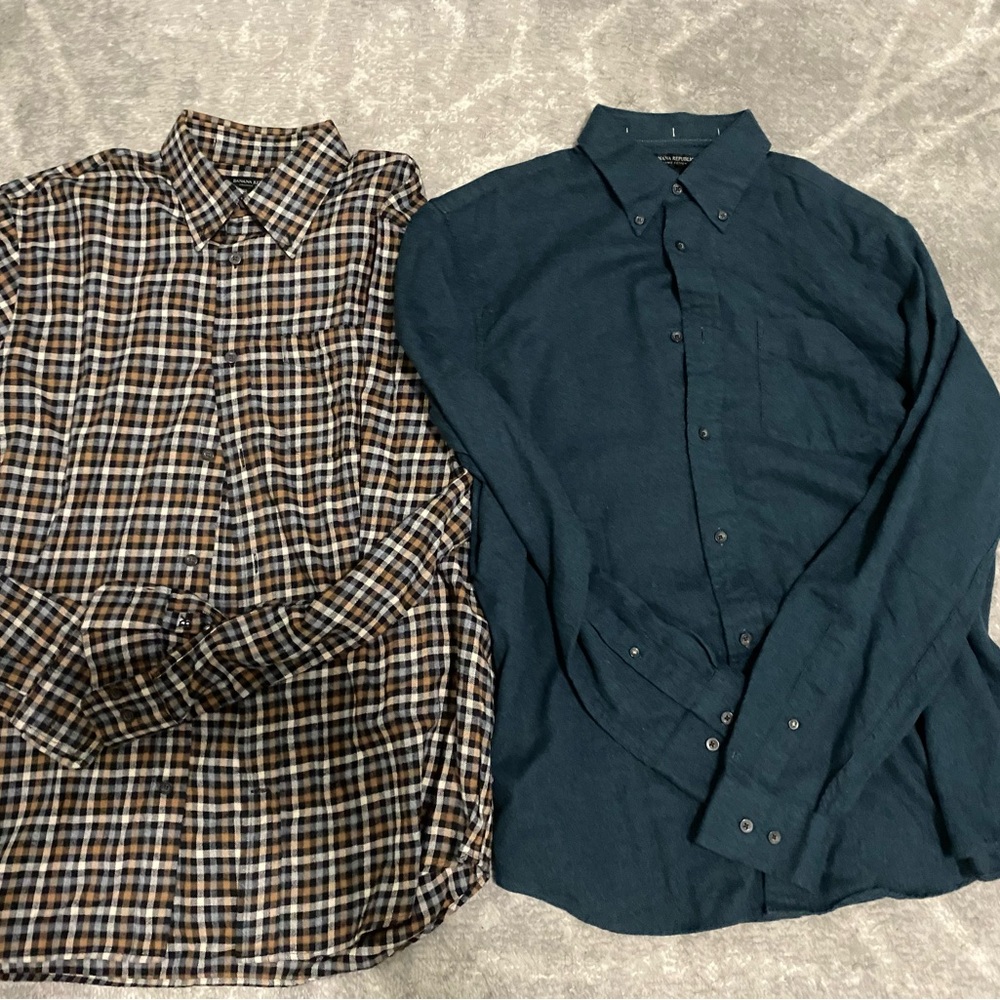 Set Of 2 Banana Republic Standard Fit Button Ups Long Sleeve Flannel Men’s Large